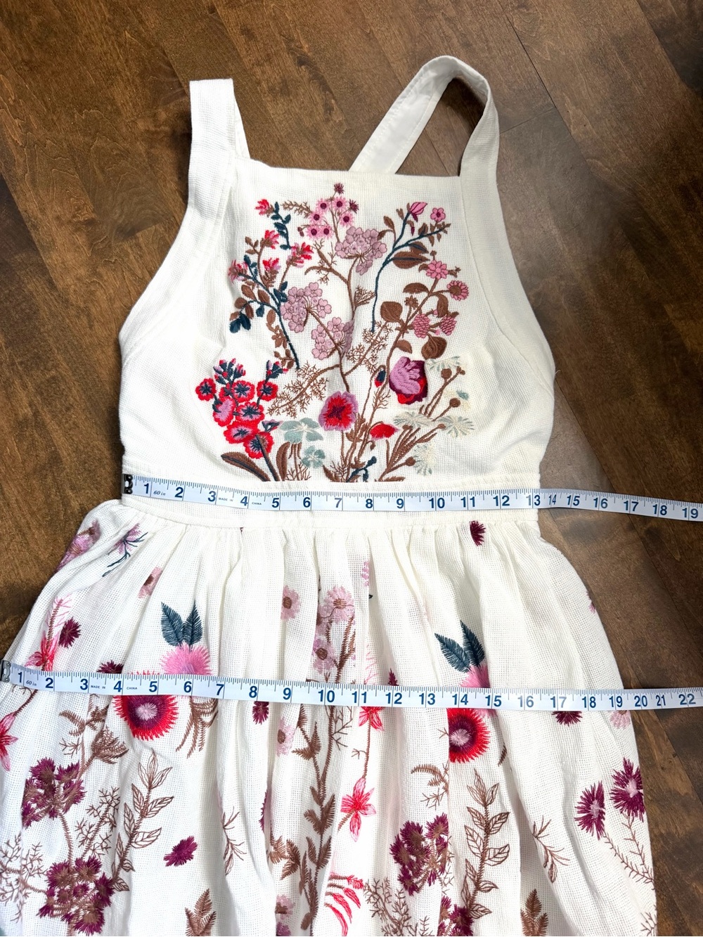 Anthropologie Eularia Maxi Dress embroidered floral pinafore style woven - Picture 15 of 16